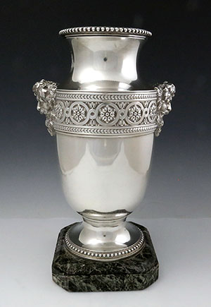 French antique silver figural vase on marble base
